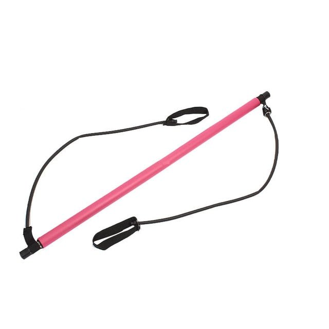 Portable Pilates Bar and Resistance Band - Rose Red