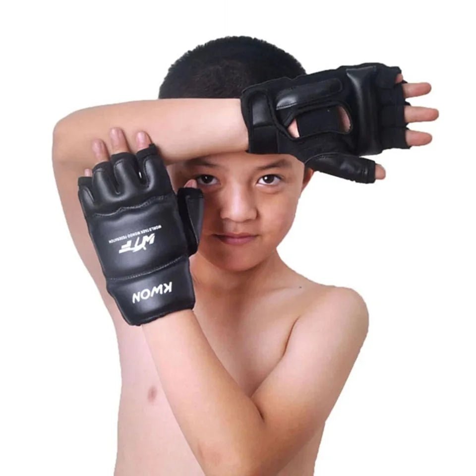 Children Karate Boxing Gloves - Black Extra Small 3 - 6 Years