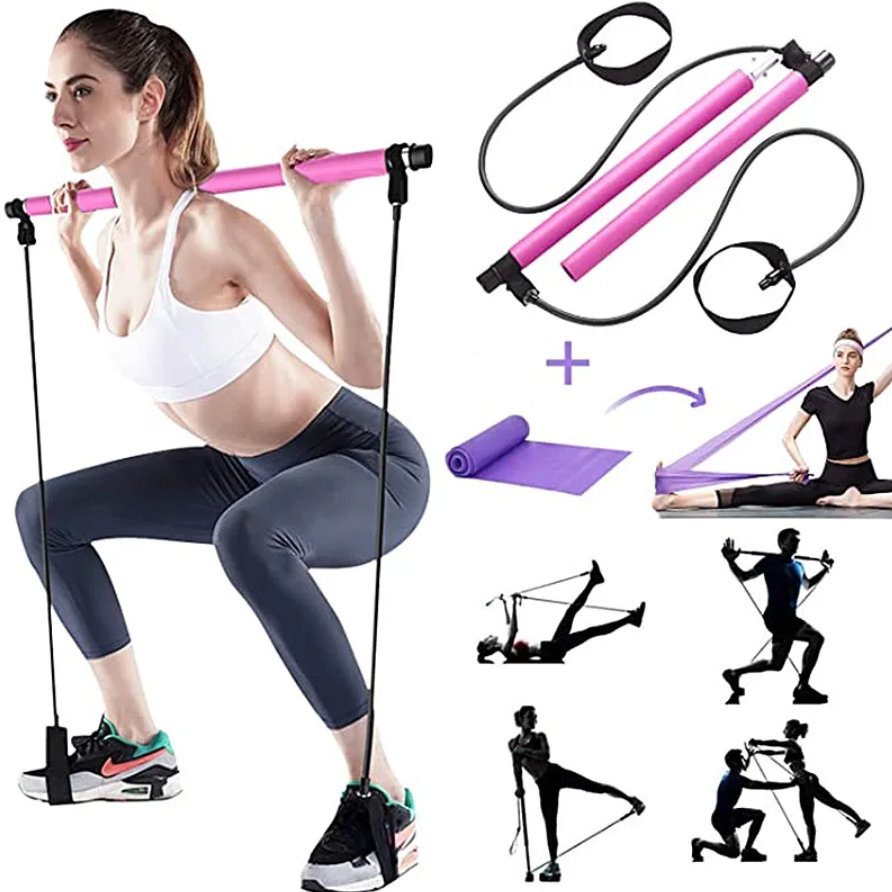 Portable Pilates Bar and Resistance Band - Yellow