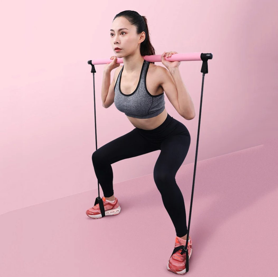 Portable Pilates Bar and Resistance Band - Yellow