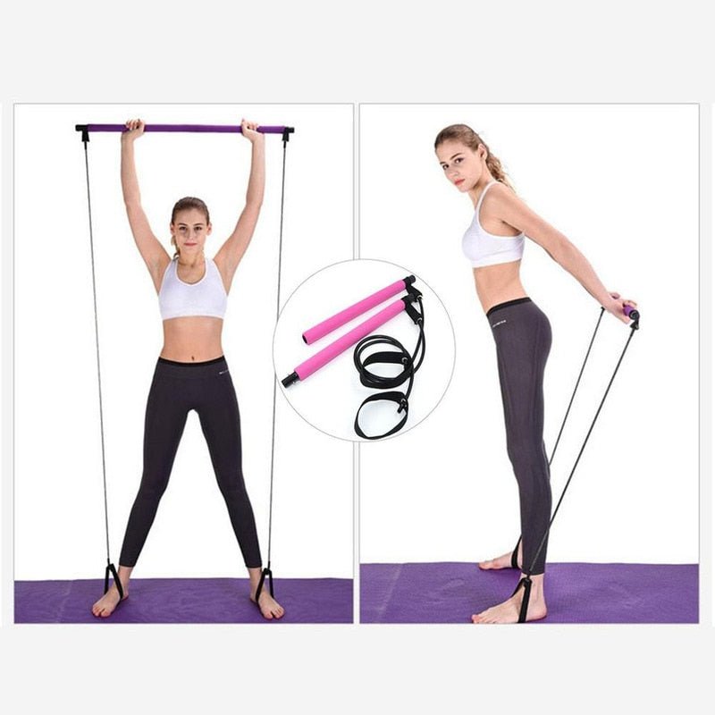 Portable Pilates Bar and Resistance Band - Yellow