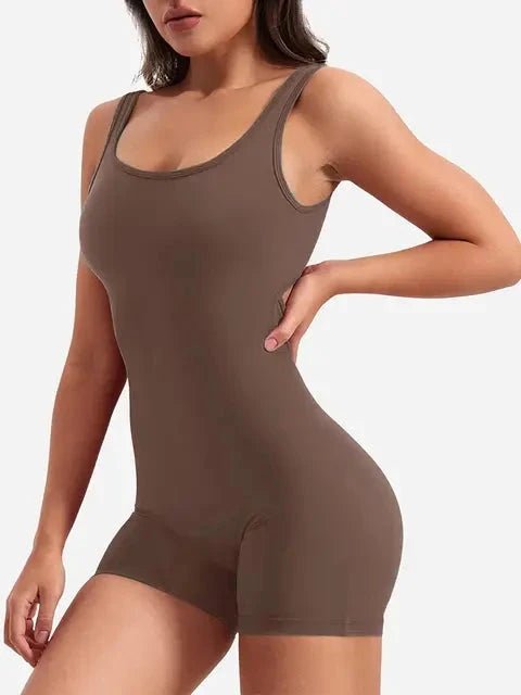 Fitness Jumsuits Sportswear - Coffee Large