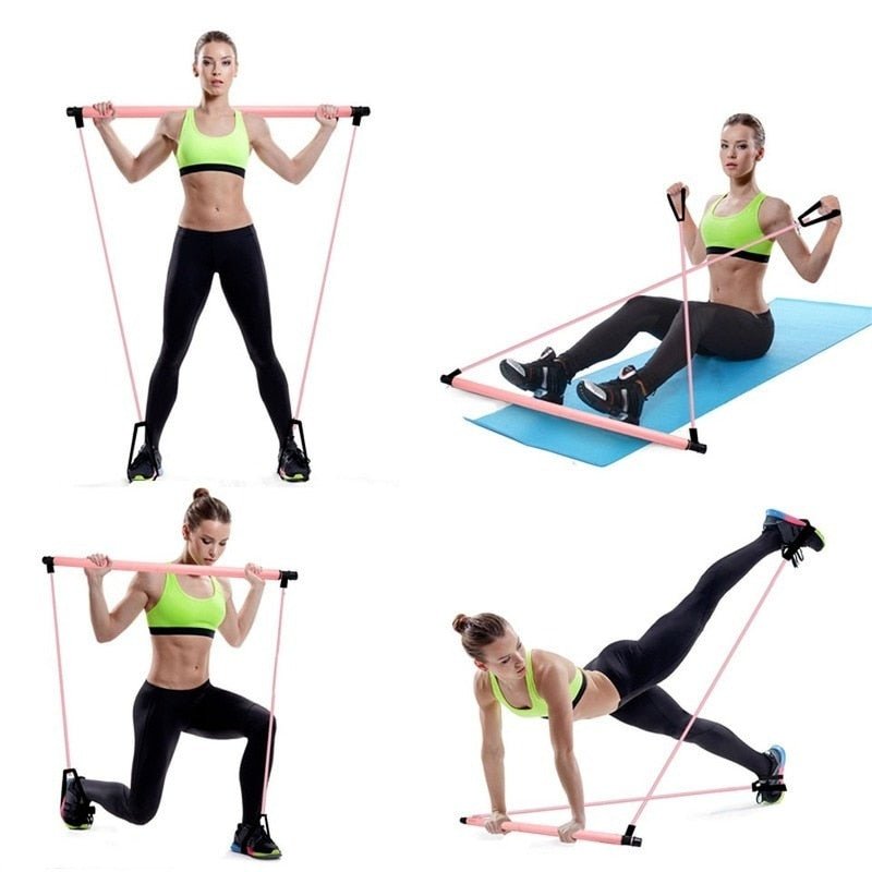 Portable Pilates Bar and Resistance Band - Yellow